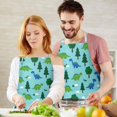 thumbnail image 3 of Light Blue Dinosaurs Forest Pattern Apron-Garden Aprons for Women with Pockets-Cotton Linen Waterproof Kitchen Cooking Gardening Aprons Adjustable for Kitchen,Cooking,BBQ and Salon 33x27 Inch, 3 of 7