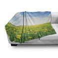 thumbnail image 3 of Yellow and Blue Soft Flannel Fleece Throw Blanket, Summer Daisy Flower Field Environment Refreshing Grassland Growth, Cozy Plush for Indoor and Outdoor Use, 70" x 90", Green Blue Yellow, by Ambesonne, 3 of 6