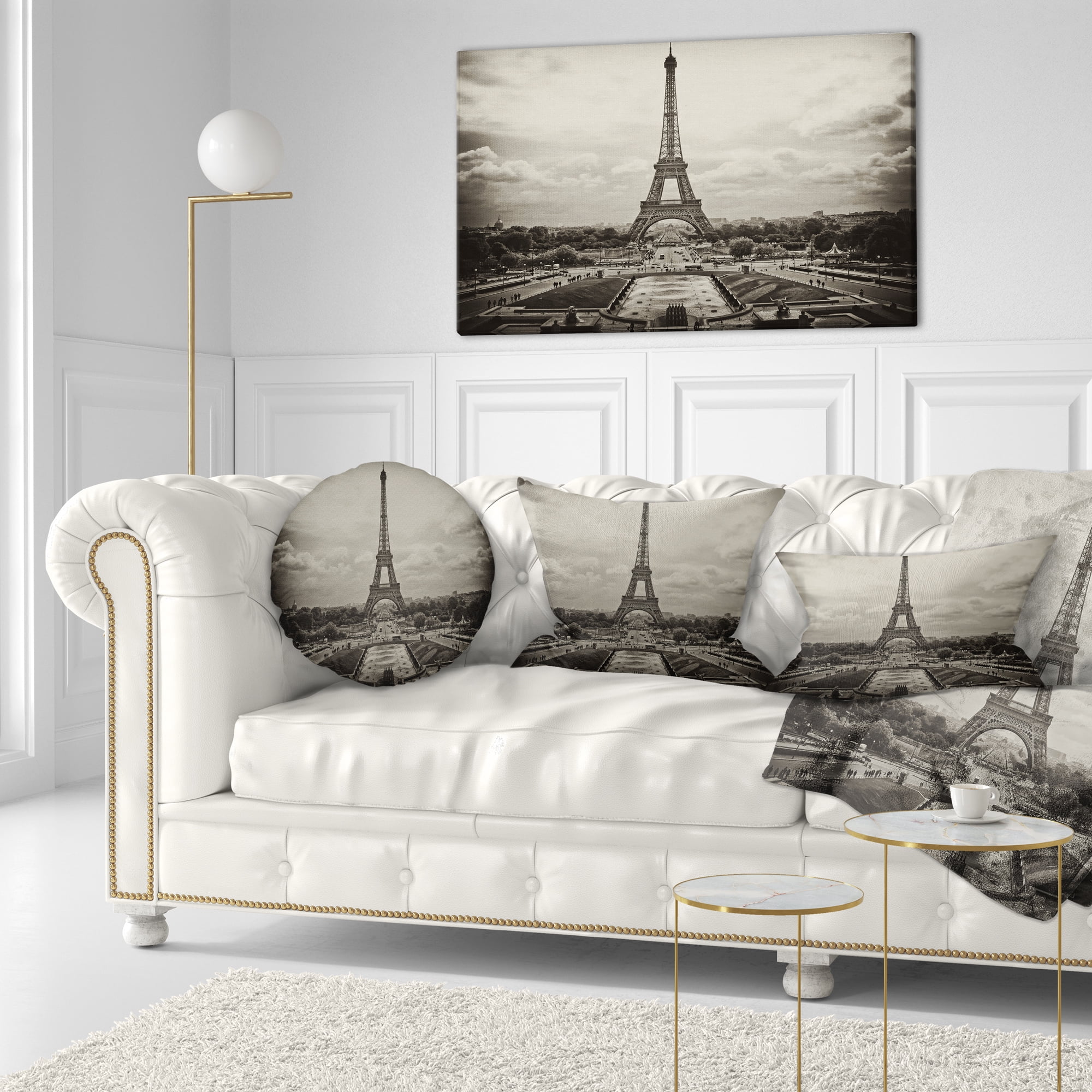 Designart Vintage View of Paris France - Cityscape Photo Throw Pillow - 12x20