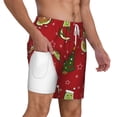 thumbnail image 2 of Kdxio Avocado Christmas Print Men'S Swim Trunks With Compression Liner 7 Inch Inseam Quick Dry Swim Shorts, 2 of 7