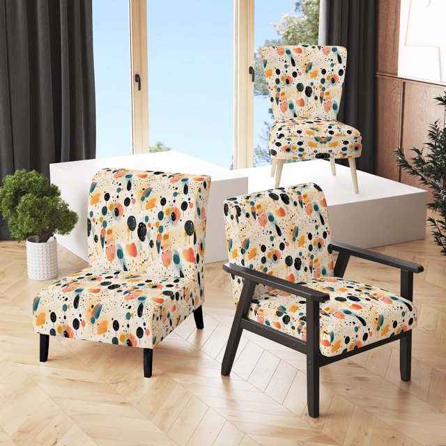Designart "Whimsical Artistic Pois" Chaise d'Appoint Rembourrée Multicolore - Fauteuil Moderne pour Chambre