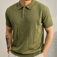 thumbnail image 5 of Men's Smart Casual Knit Polo Shirt, Hollow Out Textured Short Sleeve Shirt for office & Weekend Green, 5 of 5