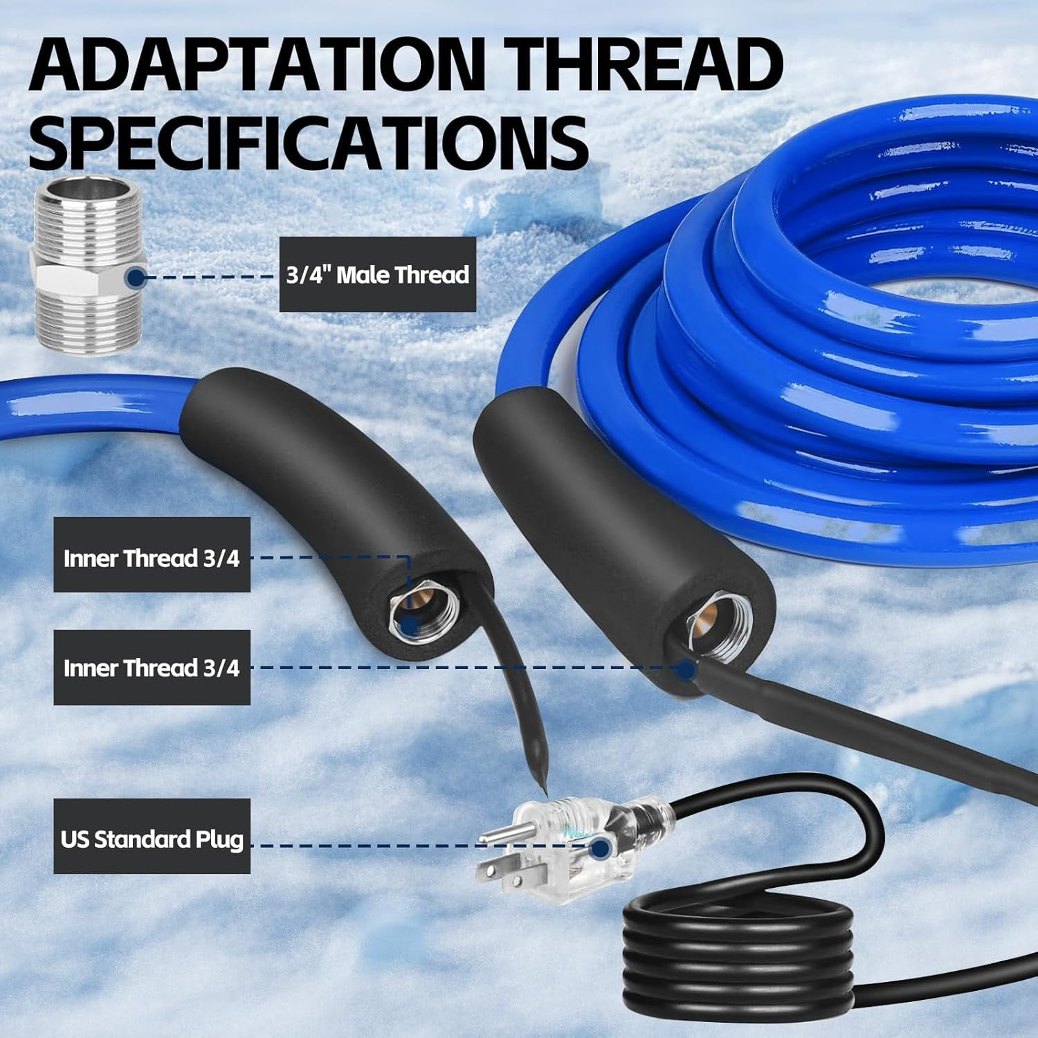 15FT-100FT Heated Water Hose for RV,-45 ℉ Antifreeze Heated Drinking Garden Water Hose，Electrically Heated Garden Hoses, Rv Accessories，Rv，Rv Water Hose (15FT)
