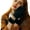 Black, variant on Women’s Fuzzy Cuff Windproof Thermal Winter Gloves, Color Block Soft Lined Touch Screen Warm Full Finger Gloves Black One Size