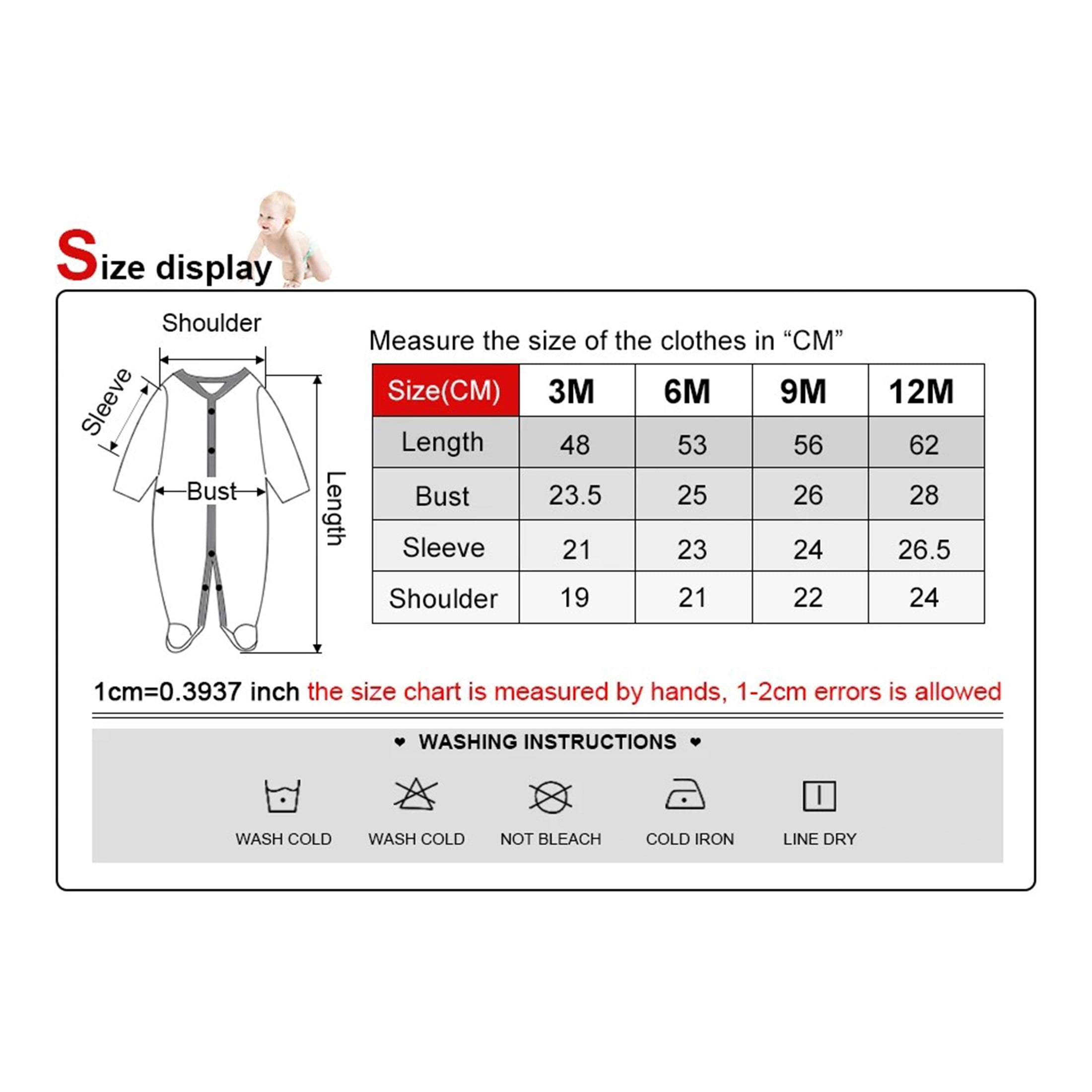 Zavbaby Unisex Newborn 3 Pieces Sleep´N Play Footed Pajamas Cotton Cartoon Rompers Infants Outfit ，Size:0-12Months