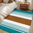 thumbnail image 4 of Modern Brown Teal Runner Rug 2.7x5 FT, Non Slip Entryway Carpet, Boho Contemporary Geometric Striped Washable Soft Floor Carpet Entrance Mat Non-Shedding Throw Rug for Hallway Laundry Room Bedside, 4 of 9