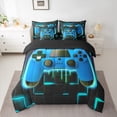 thumbnail image 3 of Blue Gaming Comforter Set 7 Piece Bed in a Bag Twin,Gamer Bedding Sets Neon Lights Abstract Geometry Sheet Set with Comforter Gamer Room Decor, 3 of 5