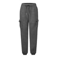 thumbnail image 4 of Womens Cargo Sweatpants Oversized Fleece Joggers Fall Fashion Outfits Y2k Clothes 2024 with Pockets 03-Dark Gray M, 4 of 4