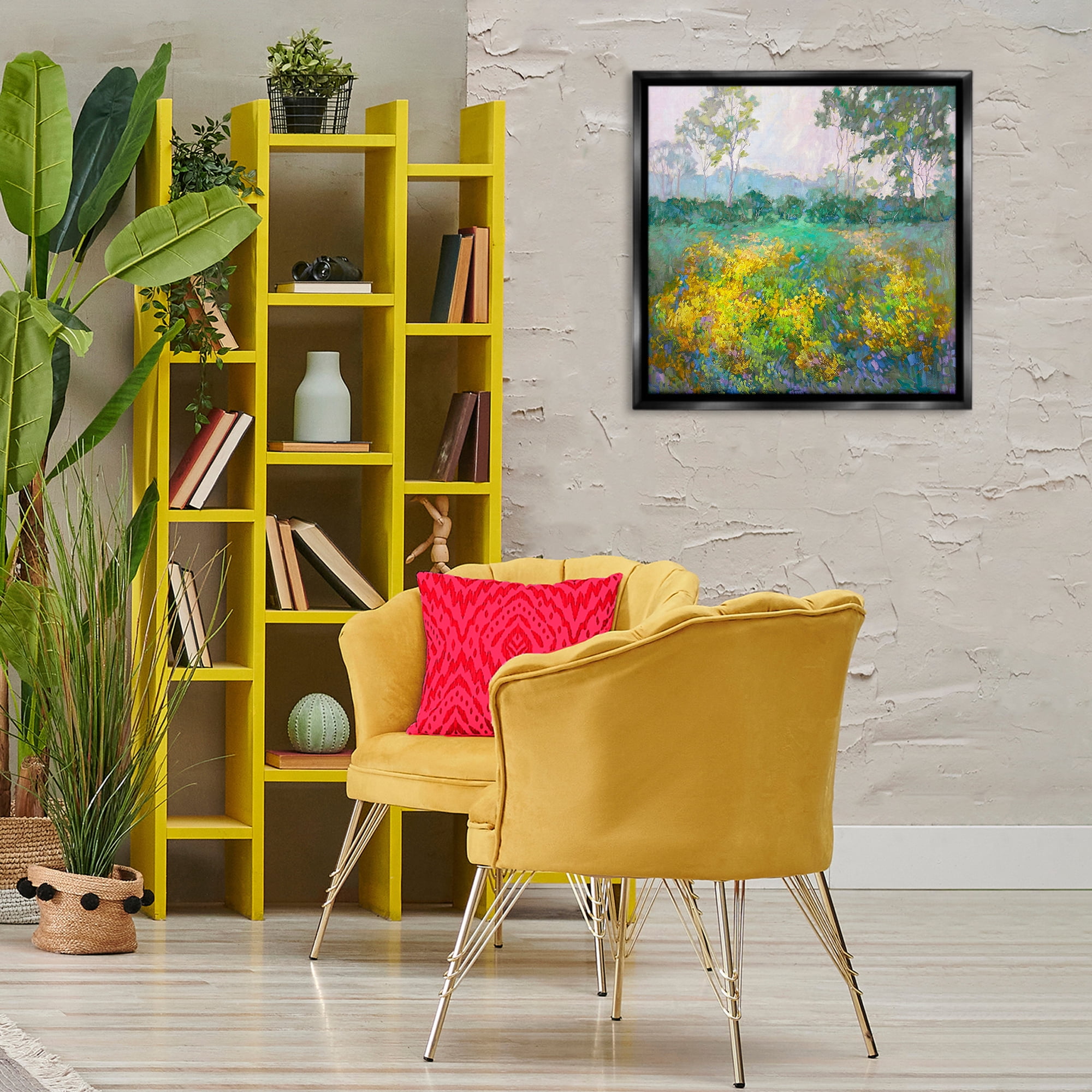 Stupell Industries Complex Meadow Terrain Landscape & Nature Painting Black Floater Framed Canvas Art Print Wall Art, 25 x 25