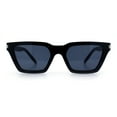 thumbnail image 5 of Womens Retro Triangular Rectangle Squared Cat Eye Plastic Sunglasses All Black, 5 of 8