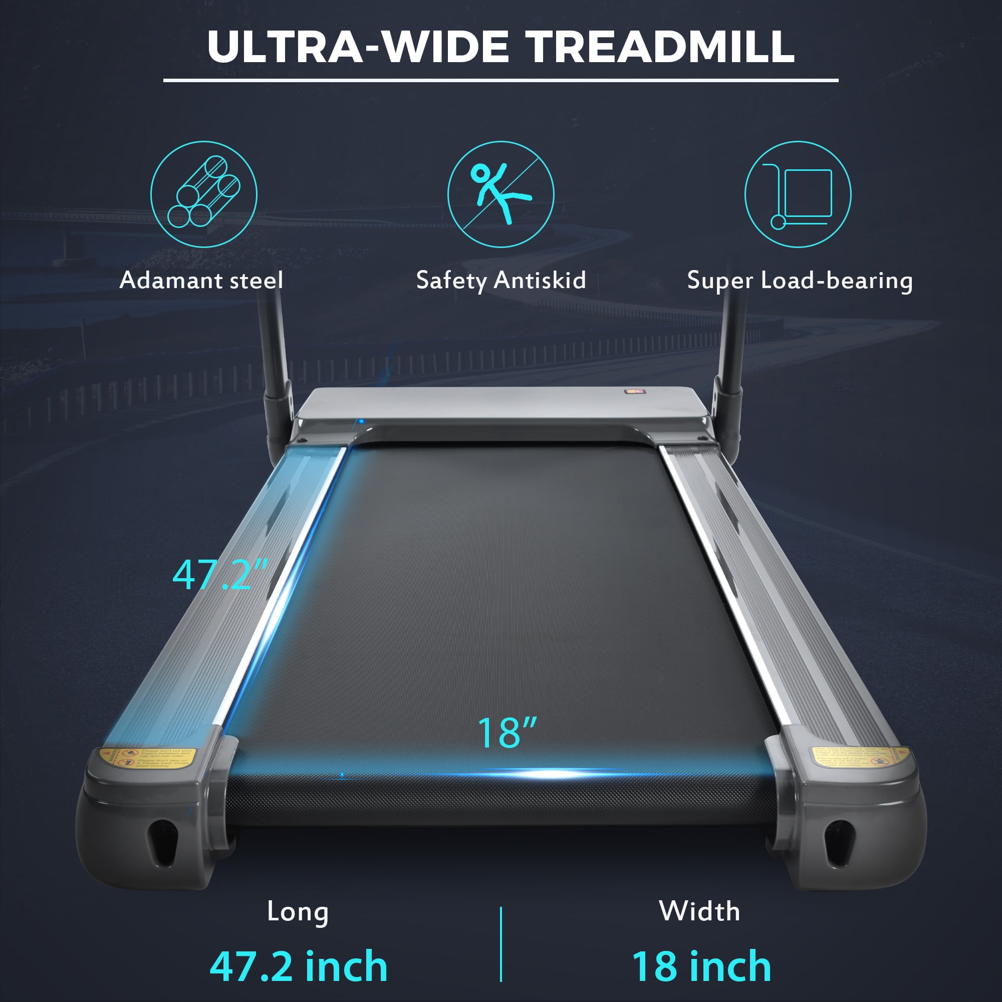 Noaman 3.5HP Foldable Treadmill with Bluetooth, 330lbs Capacity