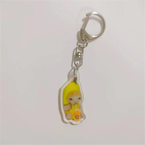 Llavero De Expresión De Gato De Plátano Lindo Weblebrity Cat Schoolbag Charm Divertido Feliz Cordón Colgante Cadena De Teléfono Joyería