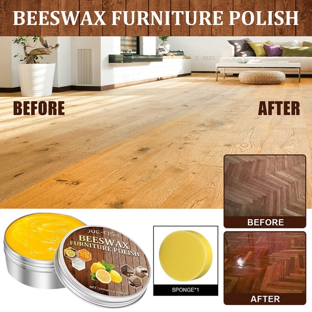 200g Cera de abejas Pulimento para muebles Cera para pulir madera impermeable natural con esponja