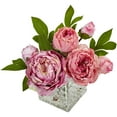 thumbnail image 3 of Nearly Natural Artificial Peony in Glass Vase, 3 of 7