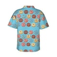 thumbnail image 4 of Xecao Cute Donut print Hawaiian shirt - a stylish short-sleeve button-down for men, perfect for casual beach and tropical outings., 4 of 9