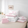 thumbnail image 6 of meiyoeat Ribbon Letter Print D 7-Piece Twin Bedding For Kids,Fashion Women Pearl Necklace Bedding Comforter Set,Pink Reversible, 6 of 7
