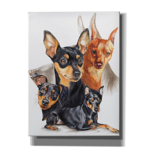 Epic Graffiti 'Miniature Pinscher Medley' by Barbara Keith, Canvas Wall Art, 40"x54"