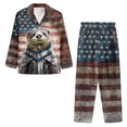 thumbnail image 3 of Kuiaobaty Knight Otter Grunge American Flag Pajamas Set for Women Long Sleeve Sleepwear Nightwear Pjs Sets Soft Lounge Set Button Up Tops and Bottoms with Pocket, 3XL, 3 of 7