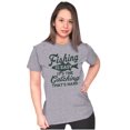 thumbnail image 4 of Angler Fishing Humor Easy Hard Catch Womens Fitted Plus Size Graphic Tee Brisco Brands 2X, 4 of 5