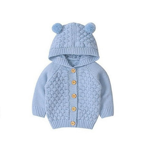 Godderr Baby Girls Boys Knit Cardigan Newborn Button Hooded Sweater Cotton Jacket for 3M-12M
