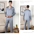 thumbnail image 4 of Pijamas Manga Larga Casual Solapa Satén Para Hombre Conjunto, 4 of 8