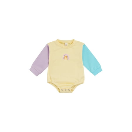 

Amuver Babies Long Sleeve Romper Infant Rainbow Embroidery Pattern Jumpsuit