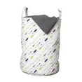 thumbnail image 1 of Tribal Laundry Bag, Bohemian Item with Dots Diagonal Design, Hamper Basket with Handles Drawstring Closure for Laundromats, 13" x 19", White Purple Lime Green, by Ambesonne, 1 of 4