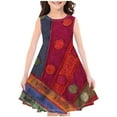 thumbnail image 2 of Cethrio Kids Girls Casual Dresses, Print Crew Neck Sleeveless Summer Clothes Wine Size 4-5 T, 2 of 3
