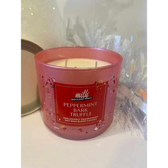 Bath & Body Works Milk Bar Peppermint Bark Truffle 3 Wick Candle 14.5 oz