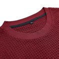 thumbnail image 5 of Men's Crew Neck Short Sleeve Pullover Waffle Knit Shirts Daily Comfortable Fitted Basic T-Shirt-Wine-M, 5 of 5
