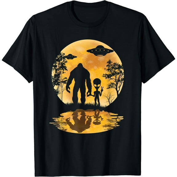 Alien Bigfoot Moon Sasquatch UFO Extraterrestrial Men women T-Shirt