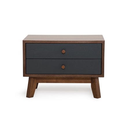 Walnut Veneer Mdf - Modern Grey & Walnut Nightstand