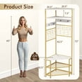 thumbnail image 3 of Gymax 5-Tier Corner Hall Tree w/ Shoe Storage Bench 12 Metal Hooks for Living Room White & Gold, 3 of 10