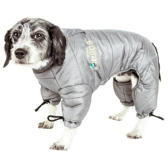 Dog Helios Thunder Crackle Full Body Waded Plush Adjustable & 3M Reflective Dog Jacket, Gray - Extra Large