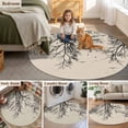 thumbnail image 6 of Tree Branch Bird Round Living Room Rugs 7 ft, Light Brown Background Black Deadwood Washable Area Rug with Non-Slip Sturdy Edge Binding Round Carpet for Kitchen Office Bedroom, 6 of 9