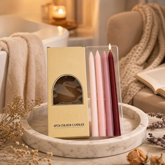 Eolstice Taper Candles, 4 Pack, Gradient Long Thin Stick, Unscented Dinner Candles, Wedding Table Home Decor, Multiple Color Sets, Centerpiece Accent