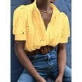 thumbnail image 5 of Gynyvoja Womens Summer Tops Cute Boho Blouses Beach Vacation Spring Outfits Eyelet Embroidered Clothes Yellow M, 5 of 7