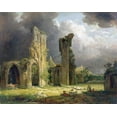 thumbnail image 2 of Arnald, George 24x20 Black Ornate Wood Framed with Double Matting Museum Art Print Titled - Glastonbury Abbey With The Tor Beyond, 2 of 4