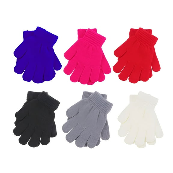 TELOLY Kids Gloves 6 Pairs Kids Winter Knit Hand Protection for Skiing & Play (4-12),7.87"X5.12"X0.39"