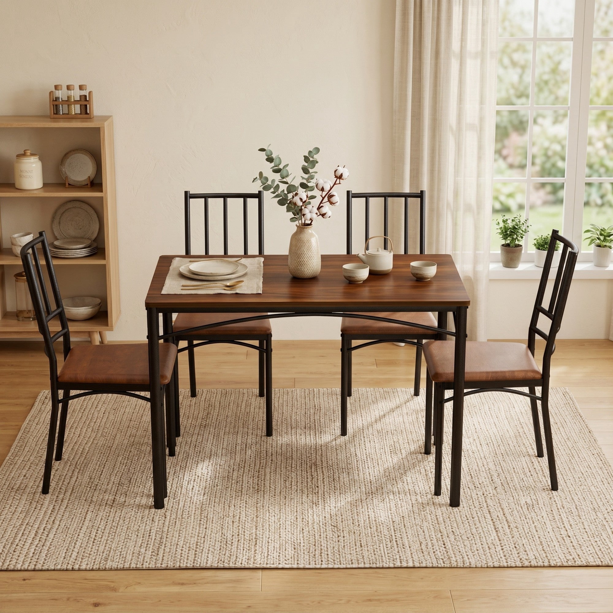 Sailvan Dining Table Set, 43.3″L x23.6″W x30.1″H, Bar Table with 4 Benches