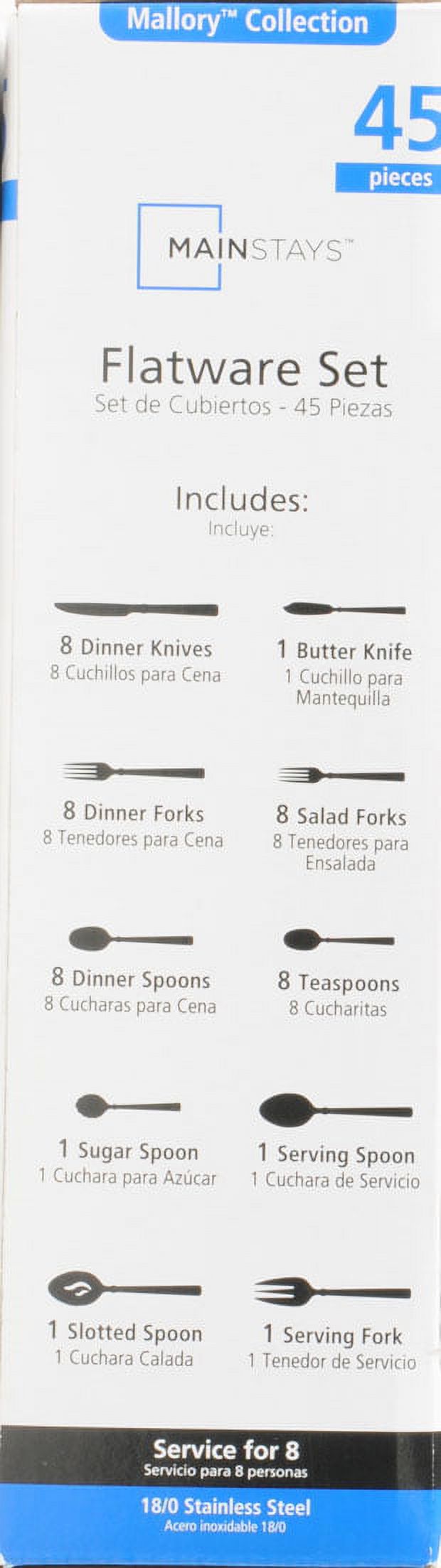 Mainstays Mallory 45 Piece Stainless Steel Flatware Set - image 6 of 6