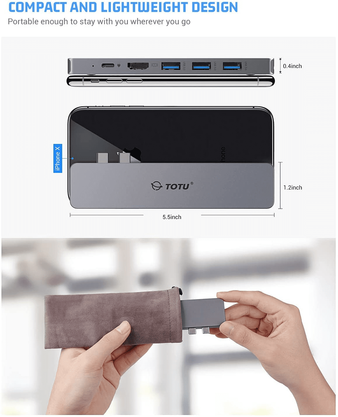 MacBook Pro Adapter, 8 in 2 USB C Hub MacBook Pro USB Adapter with Dual 4K HDMI, 100W PD, 3 USB 3.0, SD/TF Card Readers for MacBook Pro 2020/2019-2016, MacBook Air 2020-2018