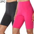 thumbnail image 2 of Biker Shorts Women - 2 Pack High Waisted Tummy Control Workout Gym Running Yoga Compression Summer Short Leggings, 2 of 9