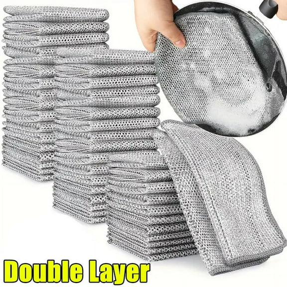 Shijinpojj 80/1pcs Magic Cleaning Cloth Thickened Double -sided Metal Steel Wire Rags Kitchen Dish Pot Washdishing Cloths Towel Clean Tools