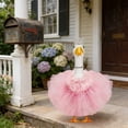 thumbnail image 7 of Weloille 23in Pink Outdoor Porch Goose Decor Set, Waterproof Polyester Costume with Removable Crown, Necklace, Dress, Scarf for Garden Patio, 7 of 7