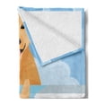 thumbnail image 2 of Golden Retriever Soft Flannel Fleece Throw Blanket, Dog Washing in Bathtub Cartoon Foam and Soap Hygiene, Cozy Plush for Indoor and Outdoor Use, 60" x 80", Pale Orange Pale Blue, by Ambesonne, 2 of 5