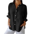 thumbnail image 2 of Cotton Linen Shirts For Women Lightweight Linen Blouses For Women Womens Summer Tops Linen Clothing For Women Gauze Shirts For Women Flowy Tops For Women Gauze Tunic Tops For Women Black L, 2 of 6