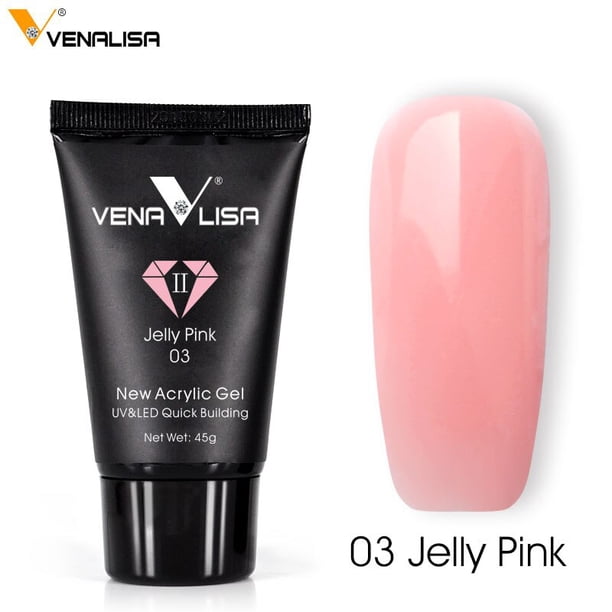 VENALISA Acrylic Gel 45g Jelly Pink Poly Nail Gel Nail Manicure Semi Permanent Extension Soak Off UV Constructin Gel French Gel Qiuyongming unisex