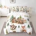 thumbnail image 2 of Manfei Safari Fox Bear Bedding Sets Full Size,Woodland Aniaml Comforter Sets with Sheets,Watercolor Flower Floral Bed in a Bag Full Size,Ultra Soft Room Decorative Reversible,7-Piece, 2 of 7