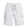 thumbnail image 4 of DDAPJ pyju Men's Cargo Shorts Lightweight Drawstring Hiking Shorts Straight Leg Work Shorts with Multi Pockets White L, 4 of 6
